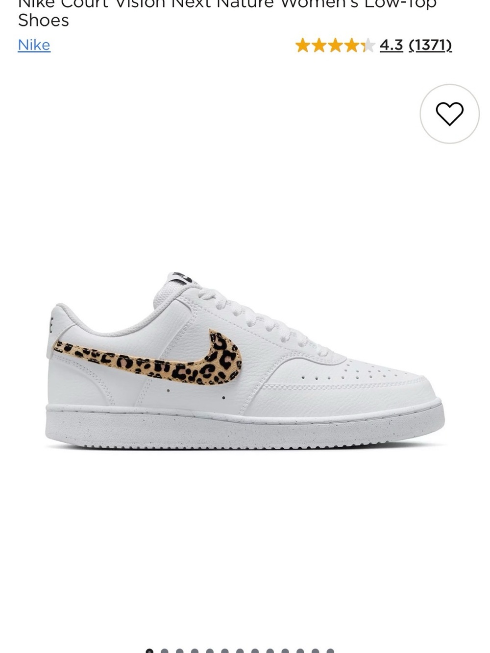Nike White Low-Top Sneakers with Leopard Swoosh